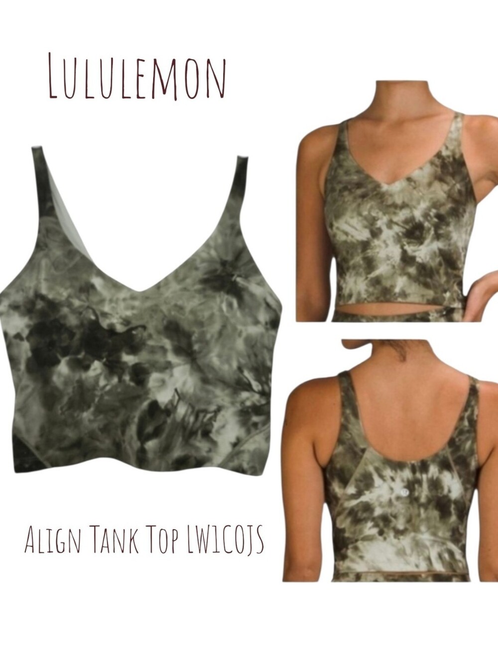 Lululemon Women Align Tank Top LW1COJS Diamond Dye Light Sage Green 8 Sports Bra